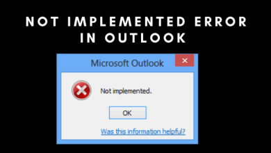 Not implemented error in Outlook